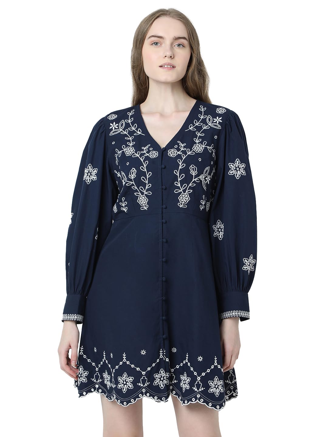 Vero Moda WomenS Fit And Flare Navy Blue Dress