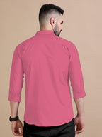 Rebelify MenS Cotton Blend Shirt With Pockets Full Sleeves Collared Neck Solid Pattern Botton Down Closure Relaxed Fit And Stan