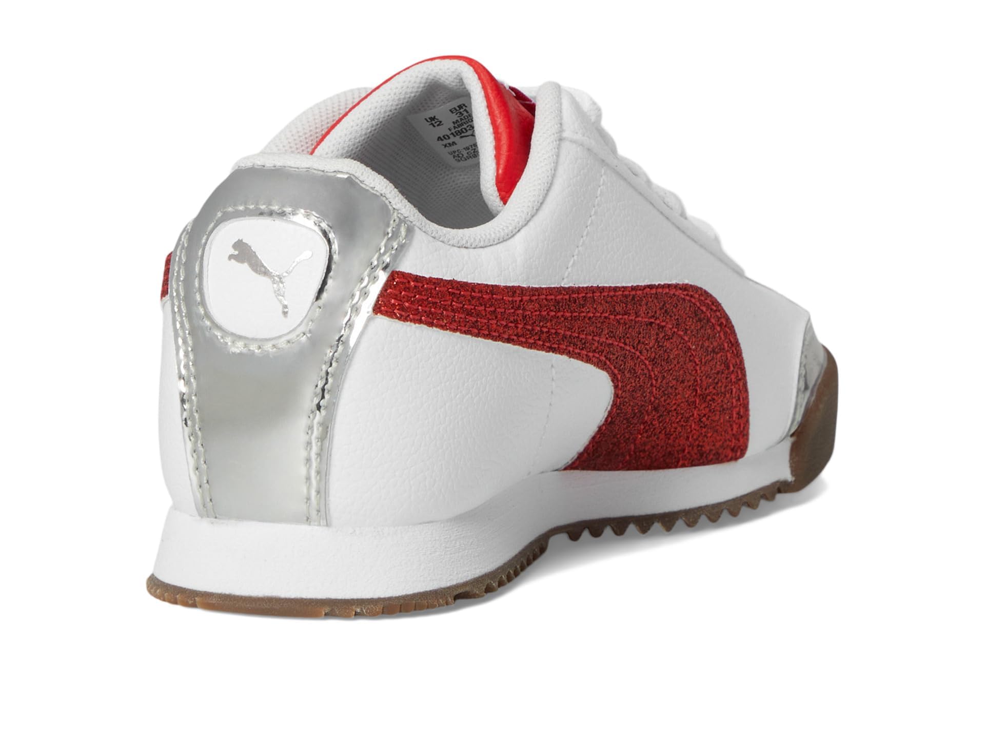 PUMA Roma Sneaker, White-for All Time Red Silver, 13 US Unisex Little Kid