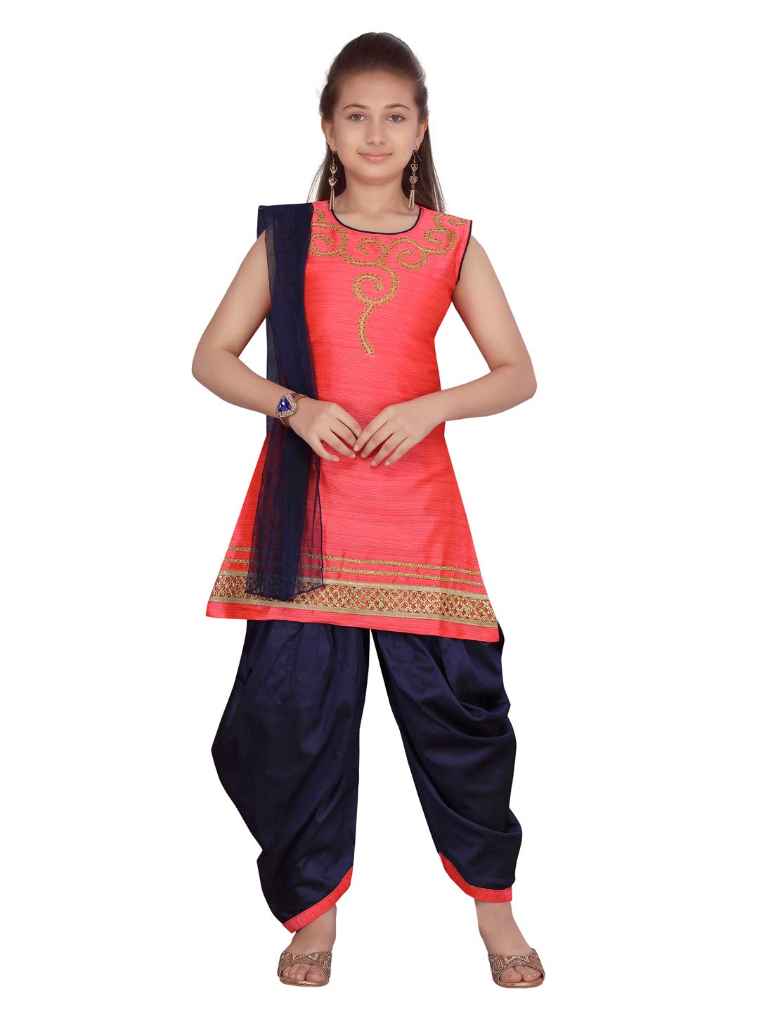 Aarika GirlS Silk Patiala Suit Set (Pt-18272_Gajri_28)