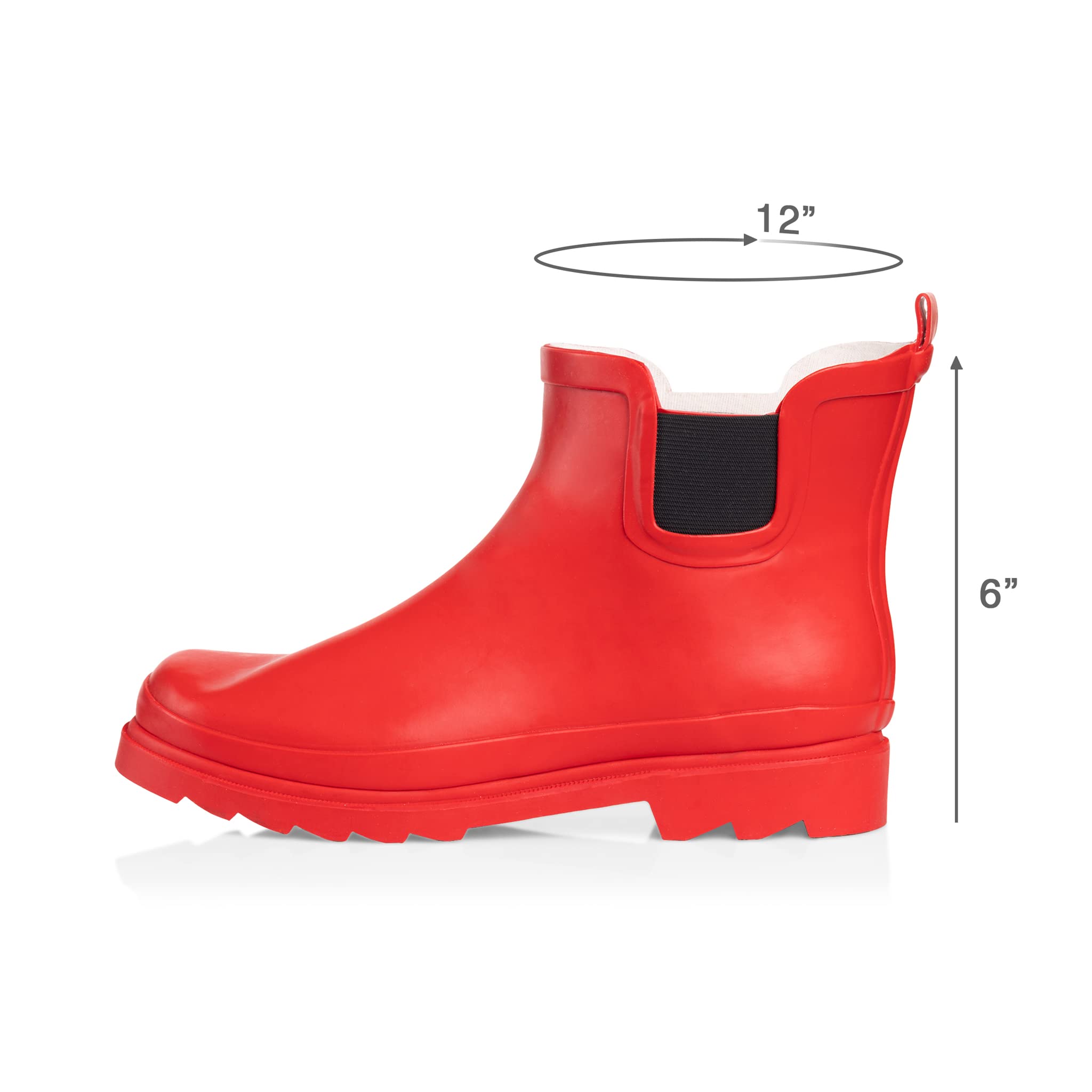 NORTY - Womens Ankle Rain Boots - Ladies Waterproof Winter Spring Garden Boot Matte Red Size 8