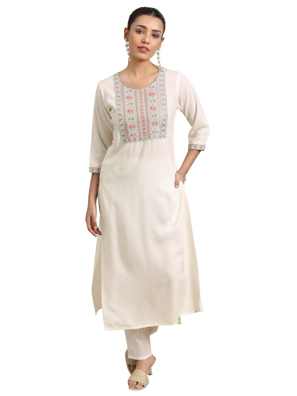 Libas Womens Yoke Design Viscose Straight Kurta For Women