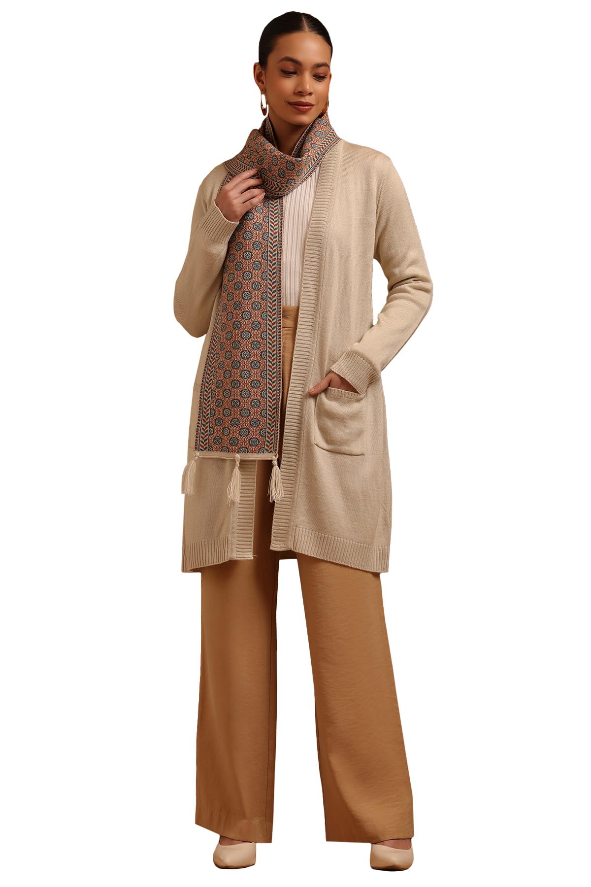 Soch Women Acrylic Solid Winter Shrug with Muffler