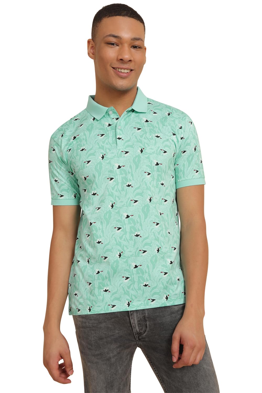 Allen Solly Men Regular Fit Printed Casual Cotton Polo Neck Polo Shirt