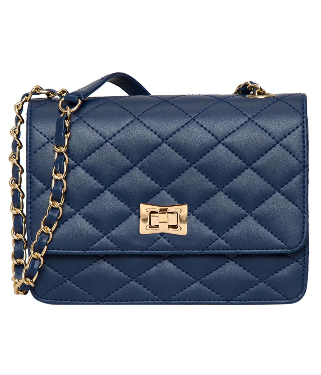 ADISA Womens Girls Quilted Cross Body Sling Bag (SL5059-Blue)