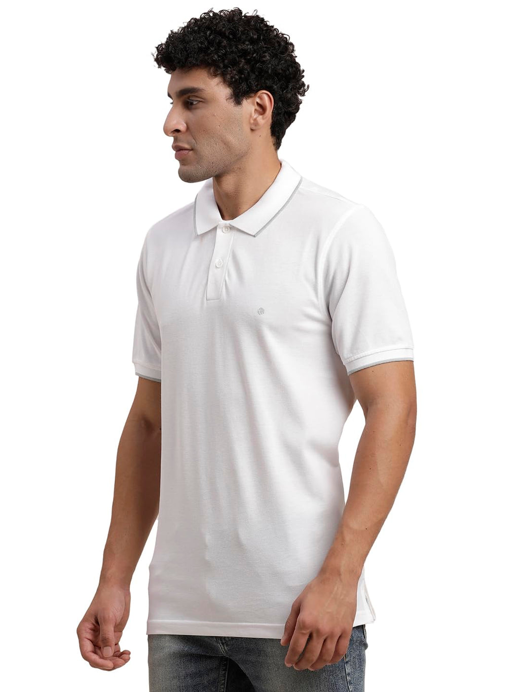 Turtle Men Poly Cotton Solid White Polo Tshirt