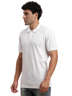 Turtle Men Poly Cotton Solid White Polo Tshirt