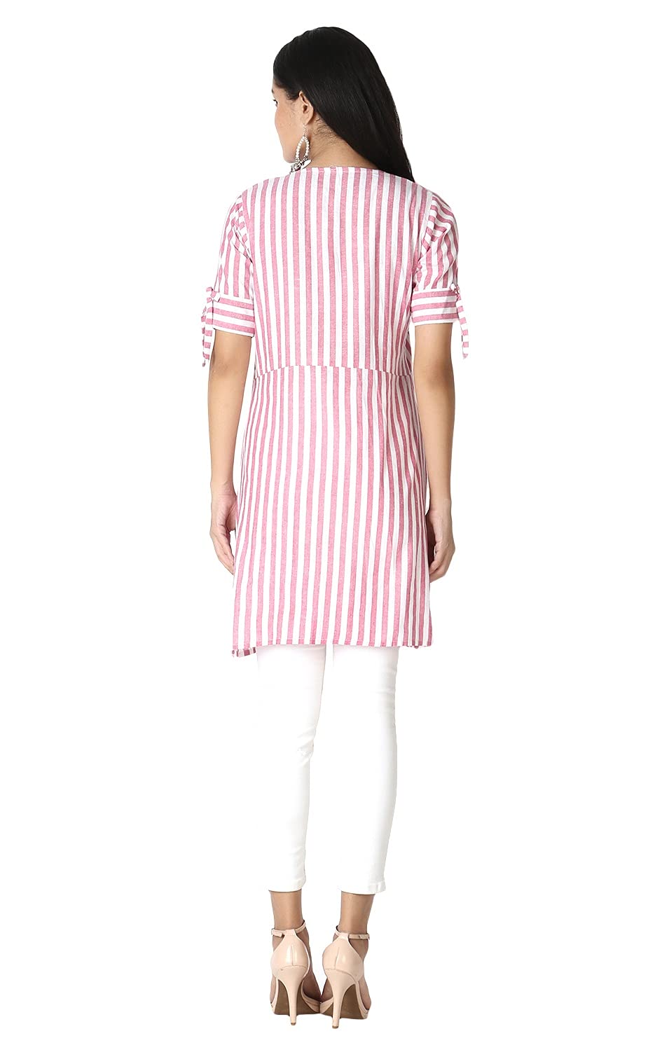 Om Sai Latest Creation Women'S Slub Rayon 3/4 Sleeves Stitched Kurtis