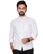 Besix MenS Regular Fit Solid Cotton Shirt | Chinese Collar | Casual | Plain | Branded | Mandarin Collar | Full Sleeve | Summer 