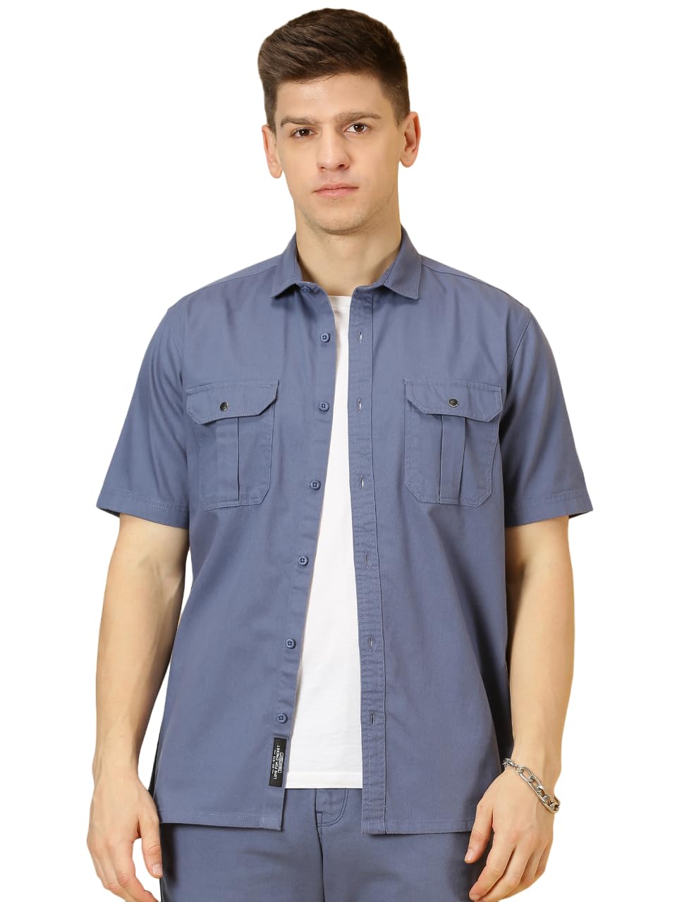 Thomas Scott Mens | Half Sleeve | Double Pockets | Solid | Regular Fit Plus Size | 100% Cotton | Spread Collar | Casual Shirts (