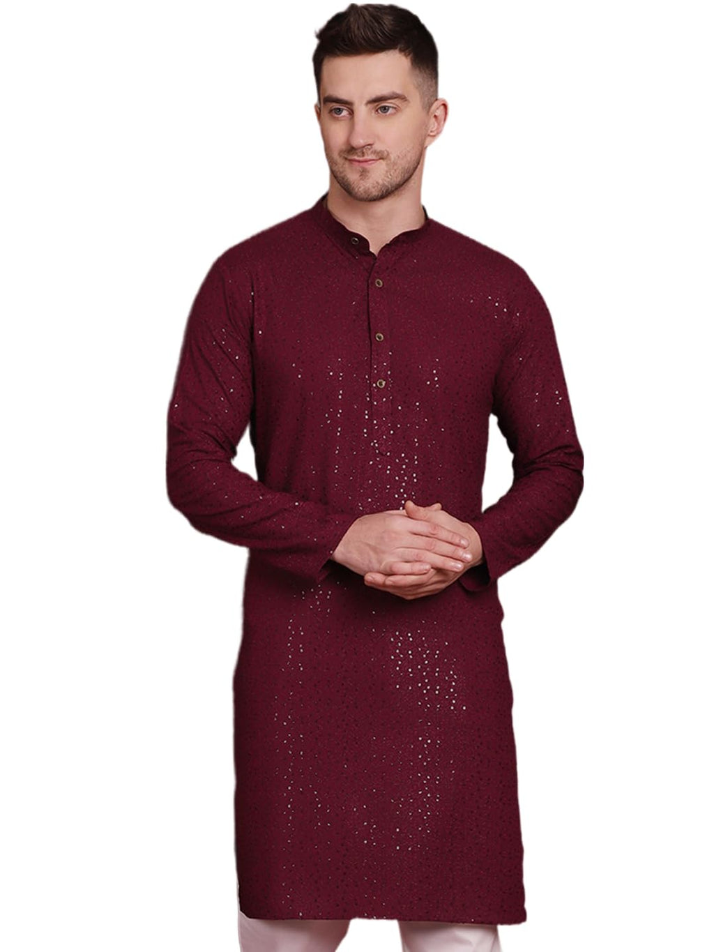 Jompers Mens Sequins Chikankari Kurta