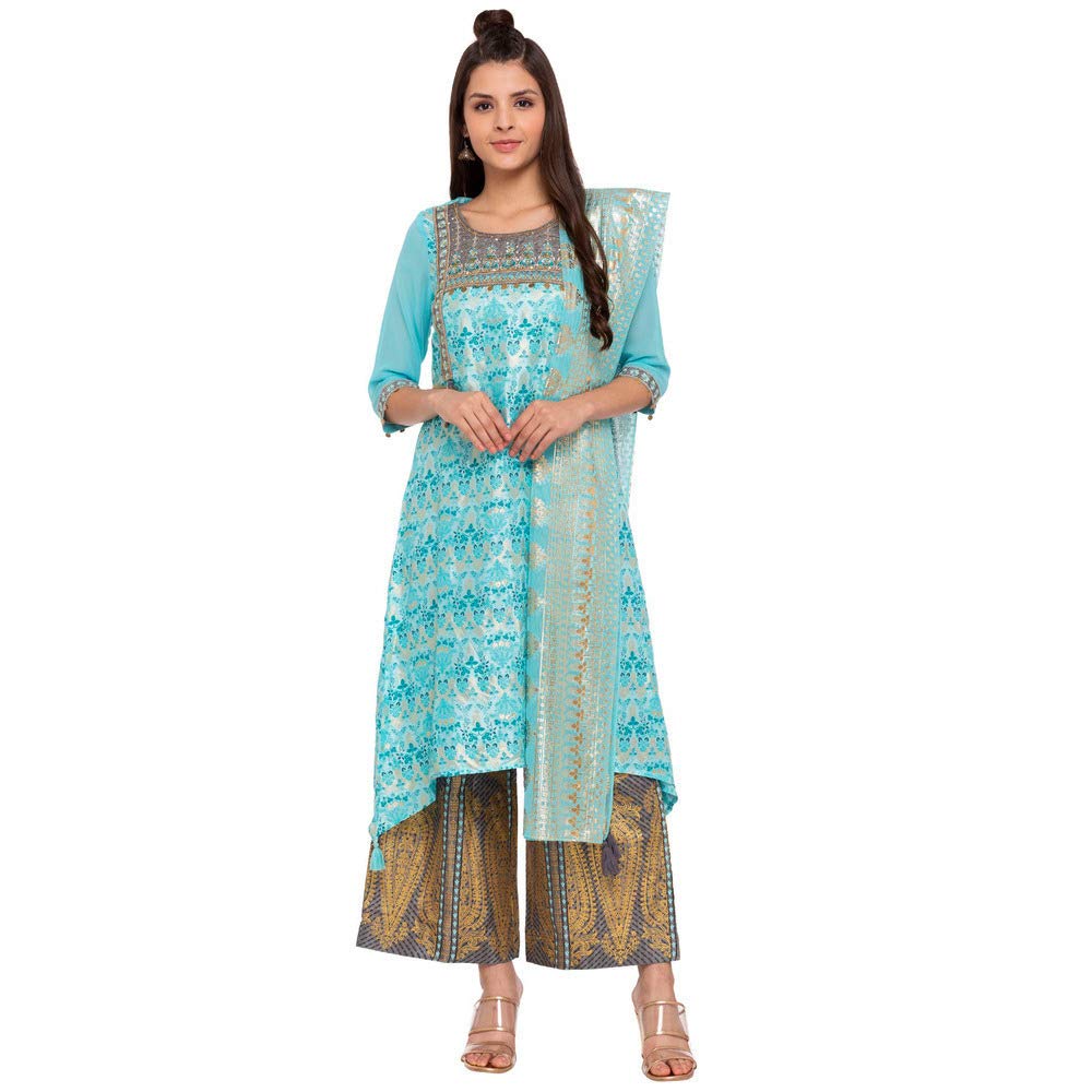 Aurelia WomenS Art Silk Salwar Suit Set (19Fed10058-500022_T-Blue_Xx-Large)