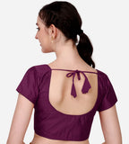 Pujia Mills Womens Phantom Silk Short Sleeves Readymade Saree Blouse