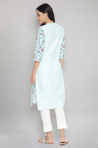 Aurelia Women Blue Cotton Floral Kurta