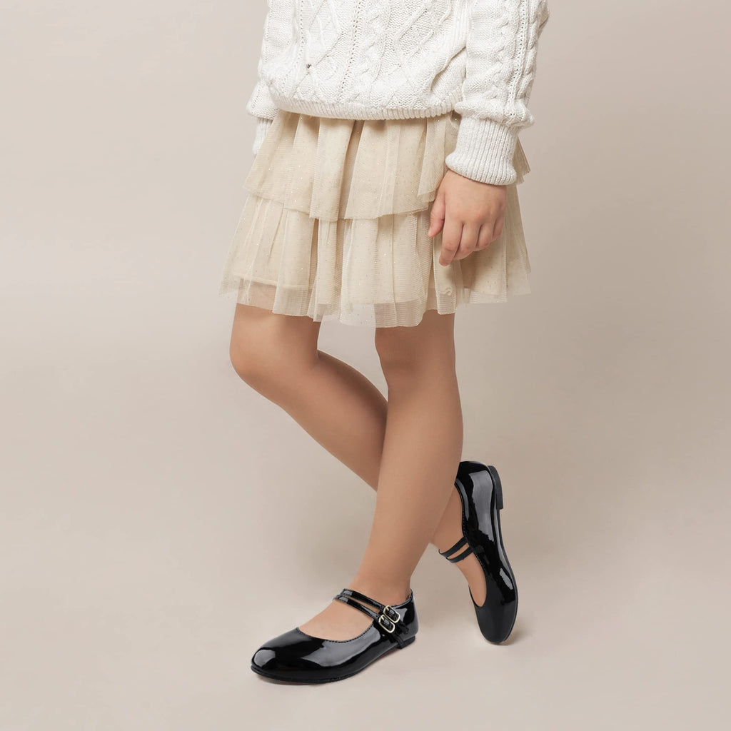 MIXIN Girls Dress Shoes Mary Jane Shoes for Girl Ballet Flats Back to School Princess Wedding Shoes Black Size 3