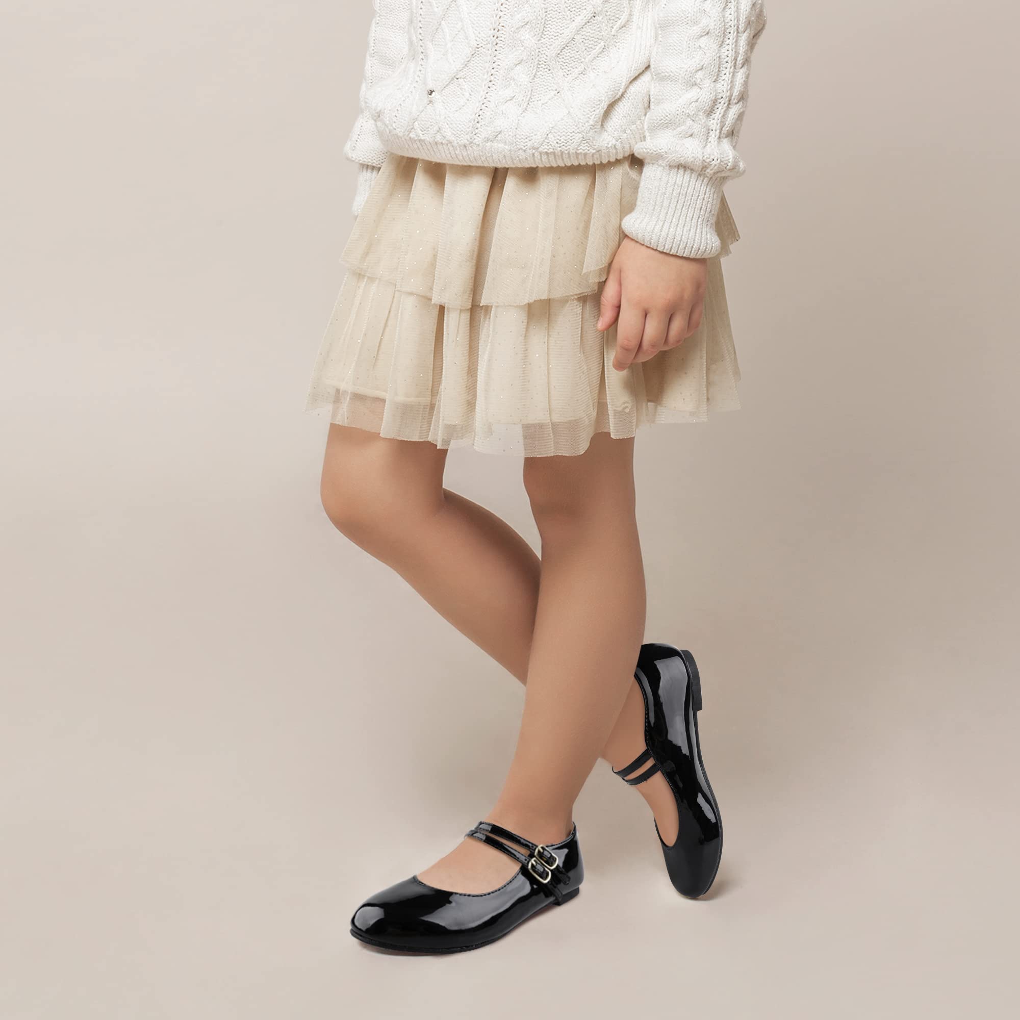 MIXIN Girls Dress Shoes Mary Jane Shoes for Girl Ballet Flats Back to School Princess Wedding Shoes Black Size 3