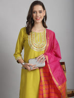 Klosia Women Embroidery Kurta And Pant Set With Dupatta | Emboidery | Kurta Set | Ethnic Set | Suit | Wedding | Festive Wear | (