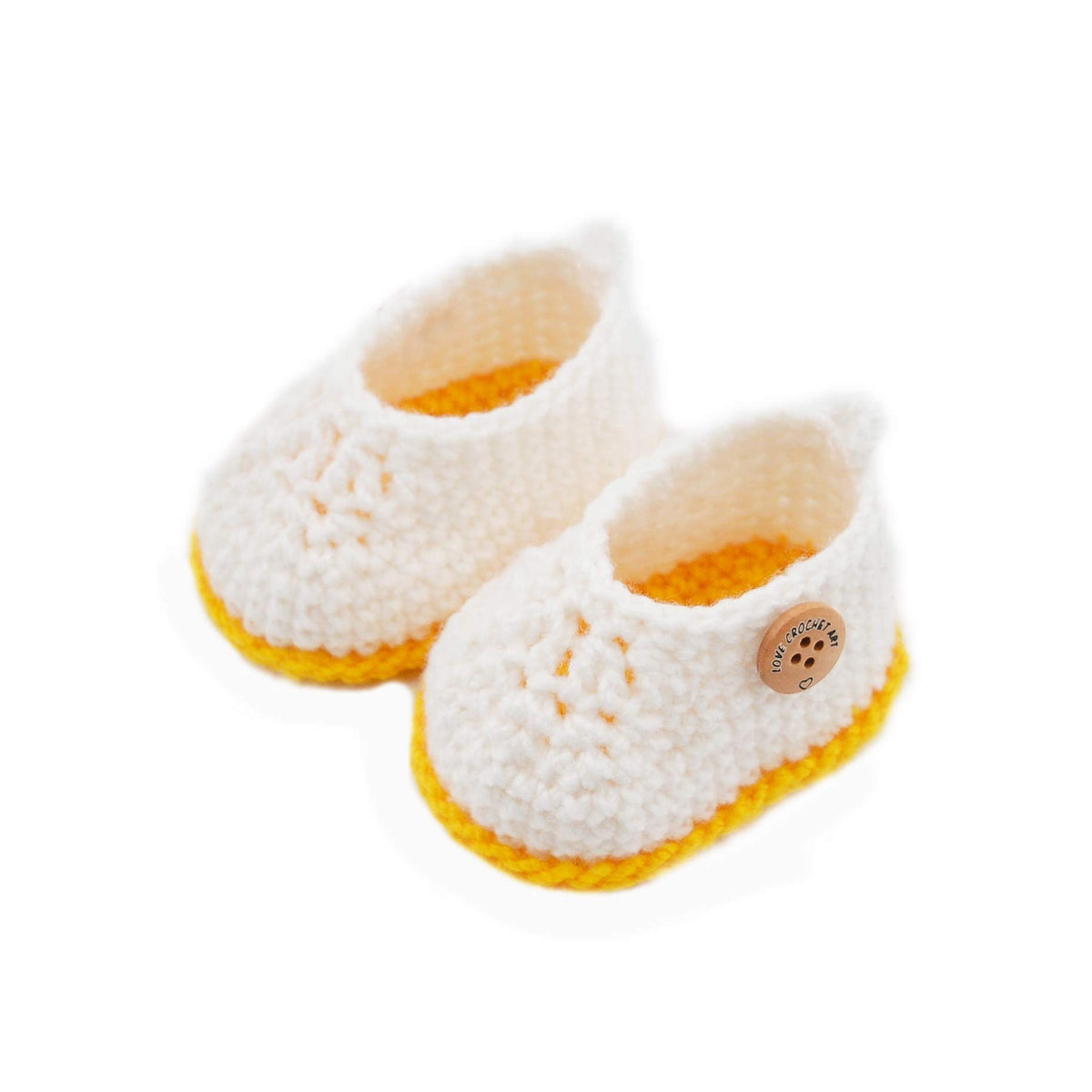 Love Crochet Art BabyGirls Double Layer Crochet Booties  Yellow 12