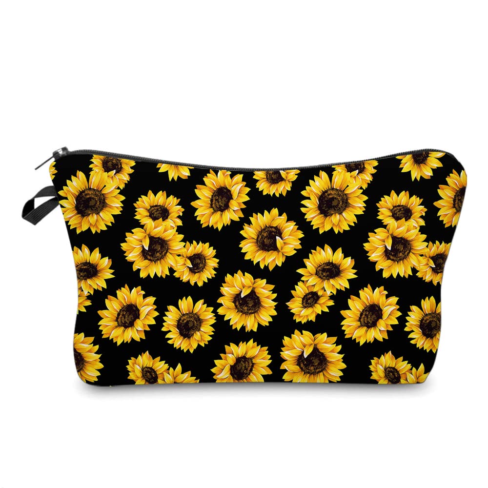 Cosmetic Bags for Women Small Sunflower Makeup Bag for Purse Travel Toiletry Bag Accessories Organizer Zipper Pouch Gift Idea Bl