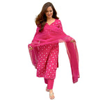 ANNI DESIGNER Womens Cotton Straight Kurta with Pant & Dupatta (KPTD-COT-10003-PINK_XXL_Pink_XX-Large)