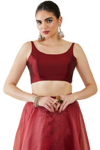 Soch Women Red Satin Solid Sleeveless Blouse(Maroon_34)