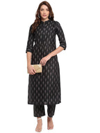 ANNI DESIGNER Women's Cotton Printed Kurta with Palazzo(Kalyani_Black_M_Black_Medium)
