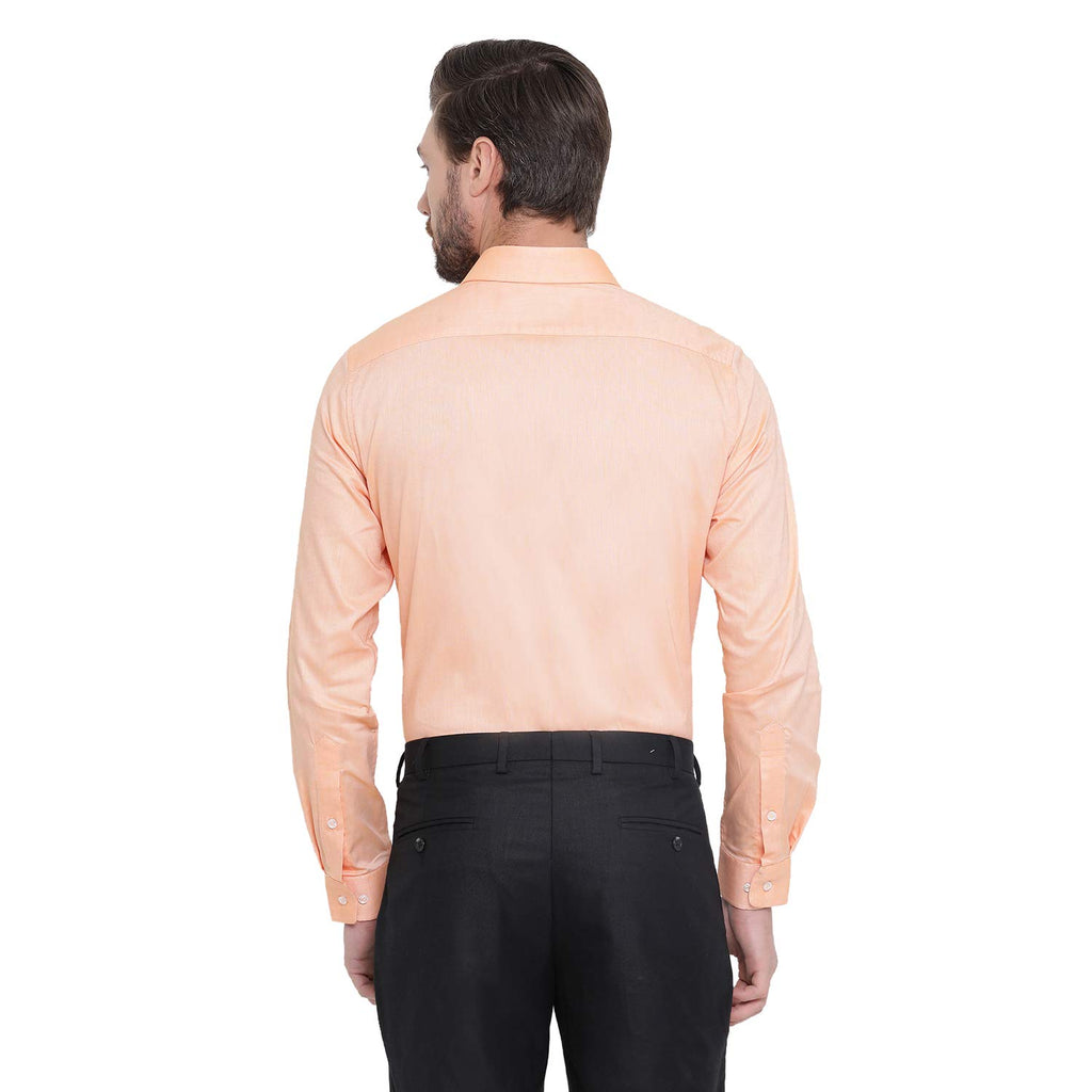 Turtle Men 100% Cotton Orange Solid Slim Fit Formal Shirt