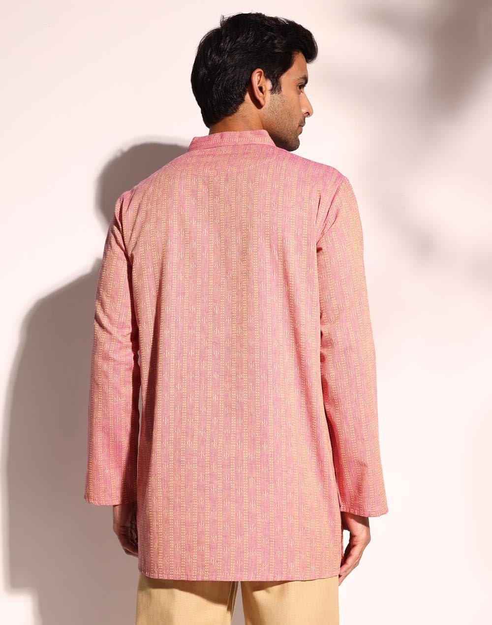 Fabindia MenS Cotton Dobby Regular Short Kurta (1038371Purple_Purple
