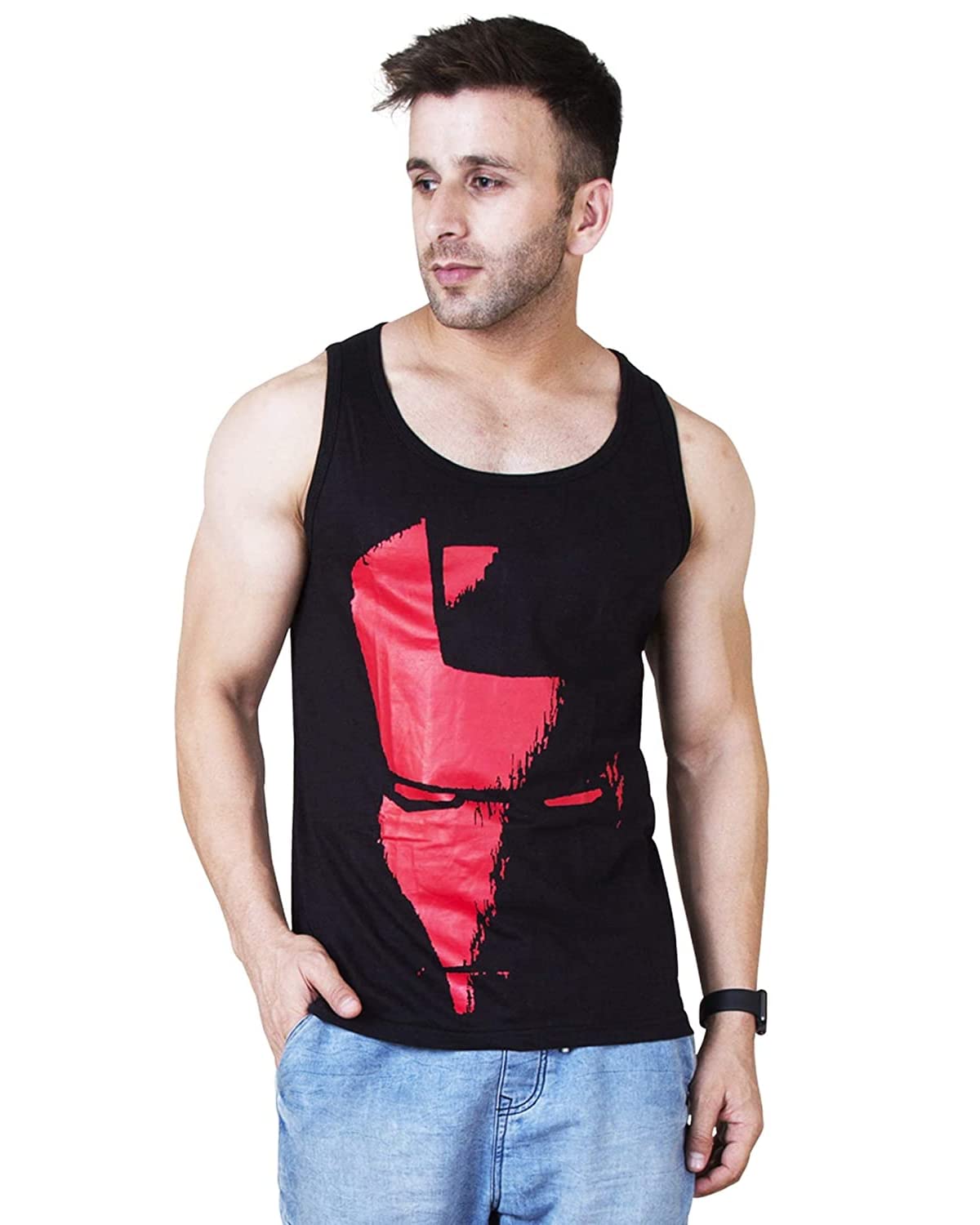 Veirdo Men's Printed Sleeveless Cotton Short Sleeve T-Shirt -