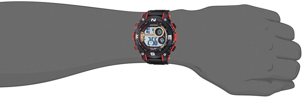 Armitron Sport Men's Dark Red Accented Digital Chronograph Black Resin Strap Watch, 40/8284GBR