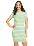 Pivl Women Striped Bodycon Dress Mint