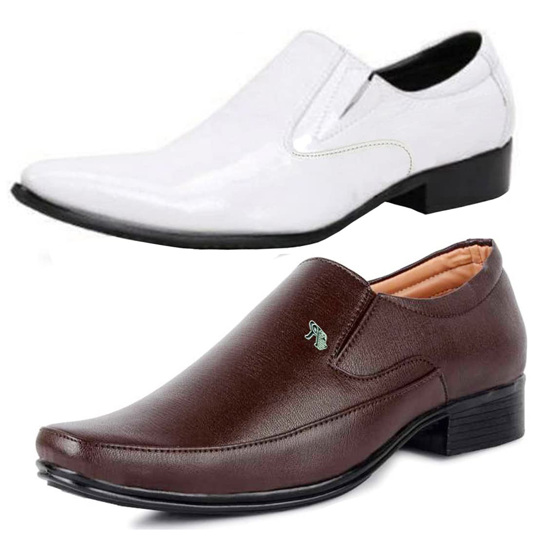 Attractive Trendy Formal Shoes/Party Shoes/ 2 Shoes Combo with Free Belt for Men and Boys (BAZAAR8931_VTR401Wht) Multicolor 6