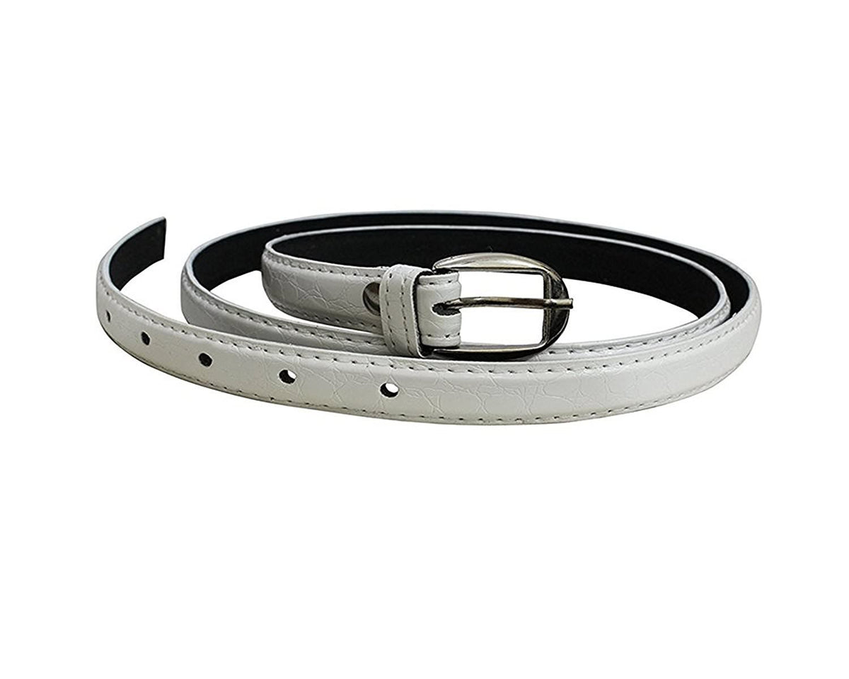 Pinkit GirlS White Pu Leather Belt (Size 26 Inches To 34 Inches) 26-34