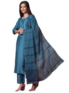 ANNI DESIGNER Womens Rayon Viscose Solid Straight Kurta with Pant & Dupatta (Raja Saab Light Blue-VKS14_M_Light Blue_Medium)