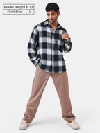 The Souled Store Plaids: Black, White Men and Boys Long Sleeves Collared Neck Button Front Cotton Relaxed Shirts