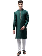 Jompers Mens Collar Embroidered Silk Jacquard Kurta Pyjama Set