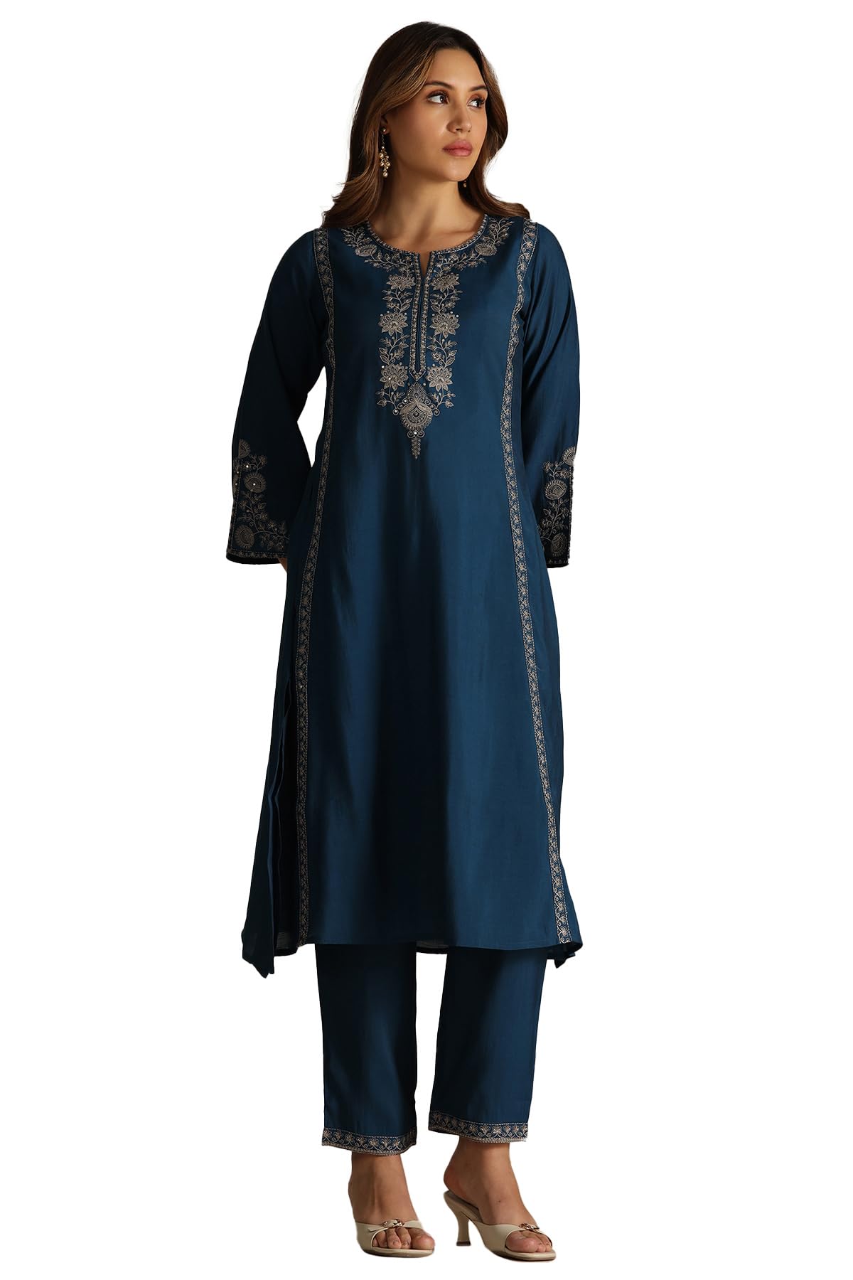 Soch Women Art Silk Embroidered Kurta Set with Thread Work