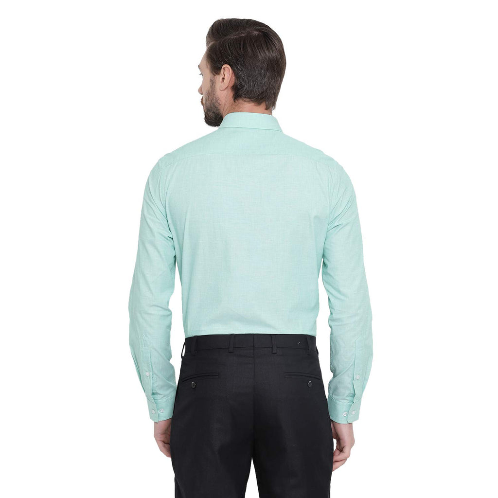 Turtle Men Cotton Slim Fit Formal Shirts Green