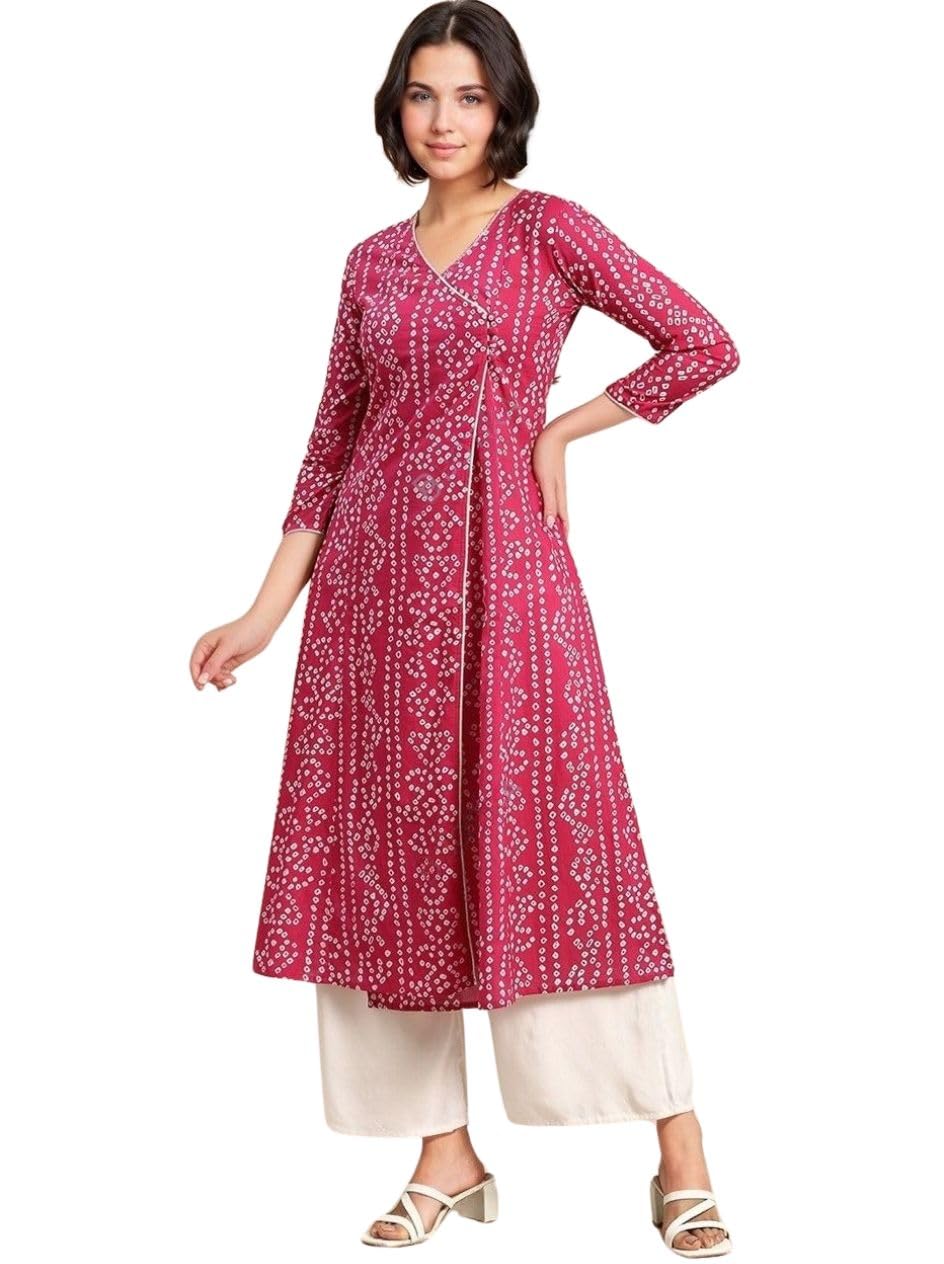 Rytras Women'S Rayon Printed Anarkali Kurta(Pink,3Xl)