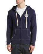 True Religion Men's Standard Buddha Logo Zip Hoodie Sweatshirt, True Navy, S