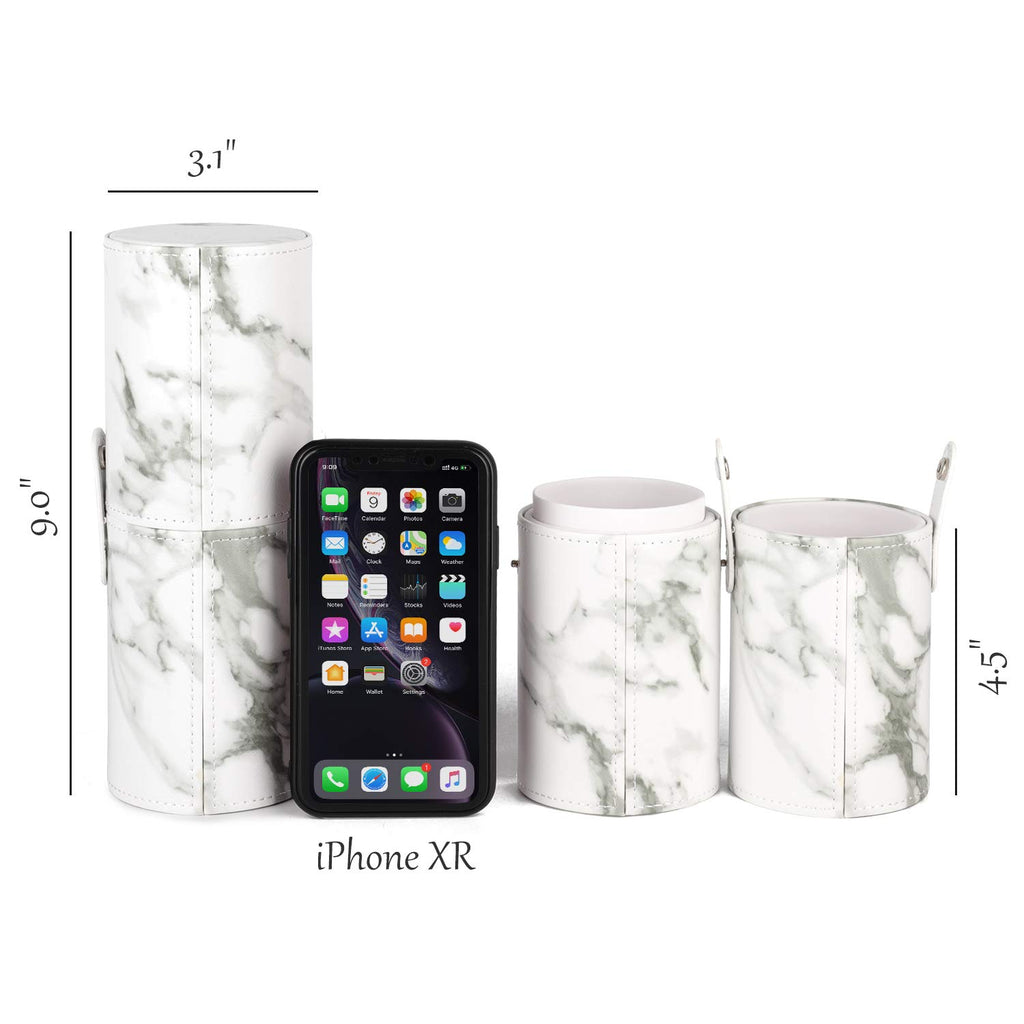 Makeup Brush Holder Travel Brushes Case Bag Cup Storage Dustproof for Women (Marble)
