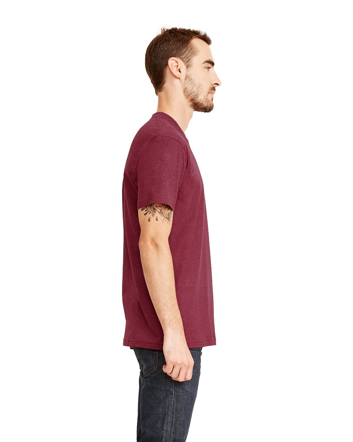 Next Level Men's Sueded Crew XS HEATHER MAROON