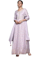 Libas WomenS Silk Blend Self Design Kurta Set (33529O_Lavender_S)