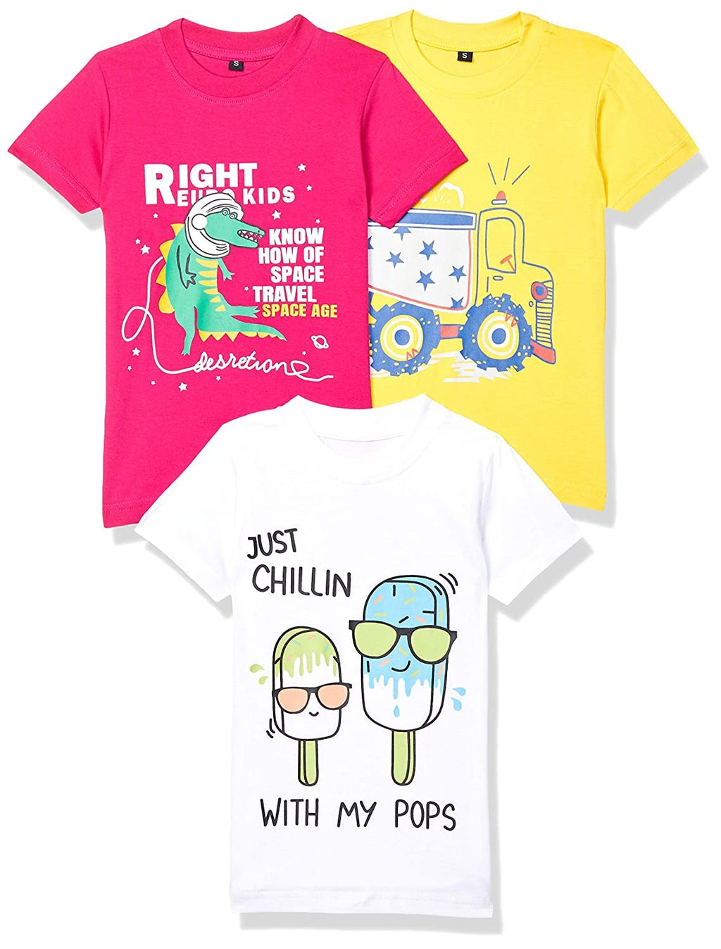 T2F Boys Cotton Solid Regular Fit T-Shirt (Pack of 3)