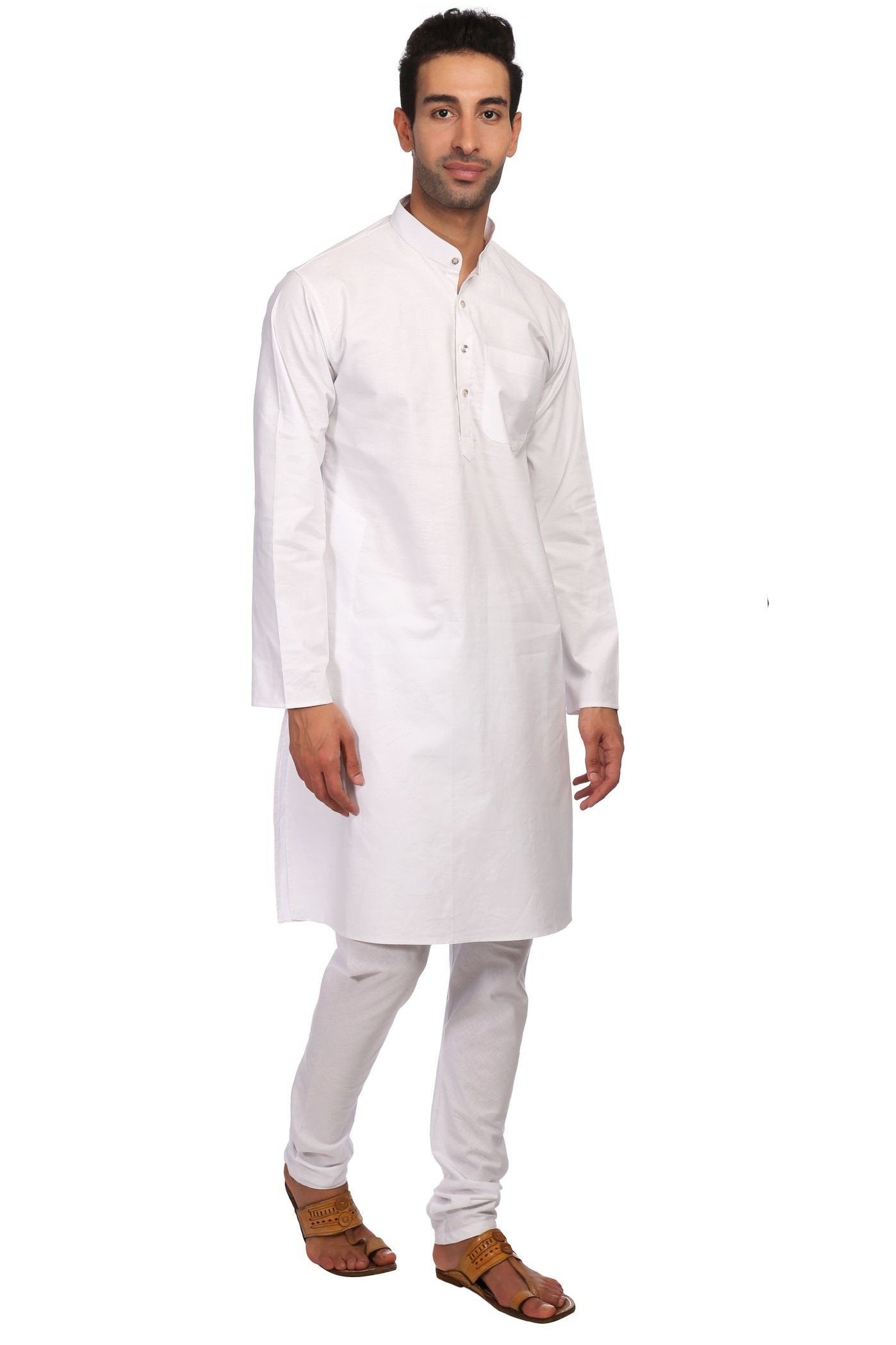 Wintage Men'S 100% Cotton Tailored Fit Party/Festive Indian Kurta Churidar Pajama Pyjama Sleep Sets : White