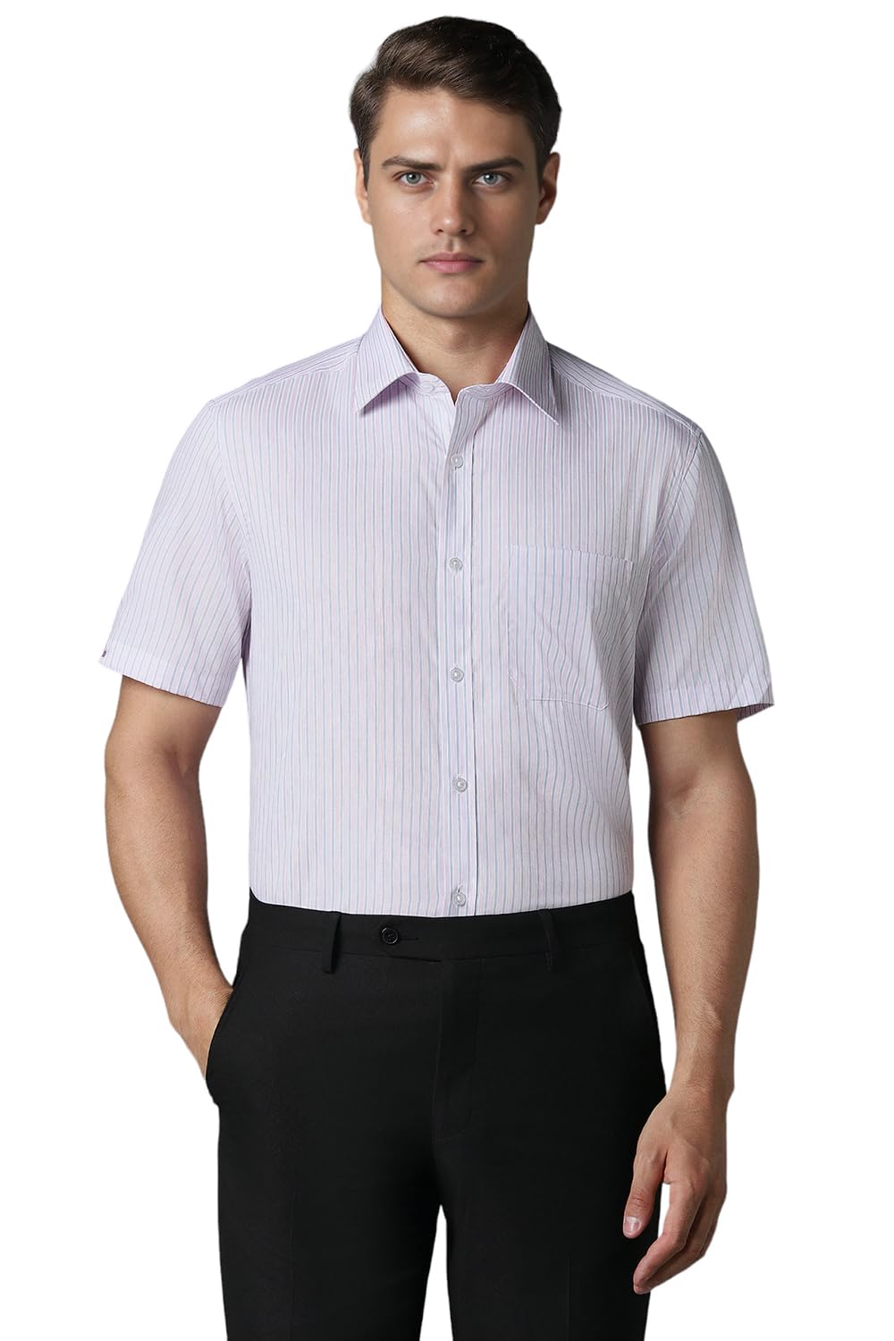 Louis Philippe Men Multi Classic Fit Stripe Half Sleeves Formal Shirt