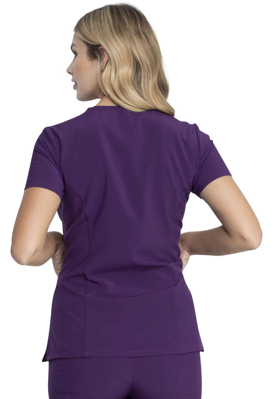 Dickies EDS Essentials Scrubs, V-Neck Womens Tops with Four-Way Stretch and Moisture Wicking Plus Size DK615, 2XL, Eggplant