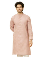 Manyavar Mens Quartz Pink Chequered Patterned Kurta (M)