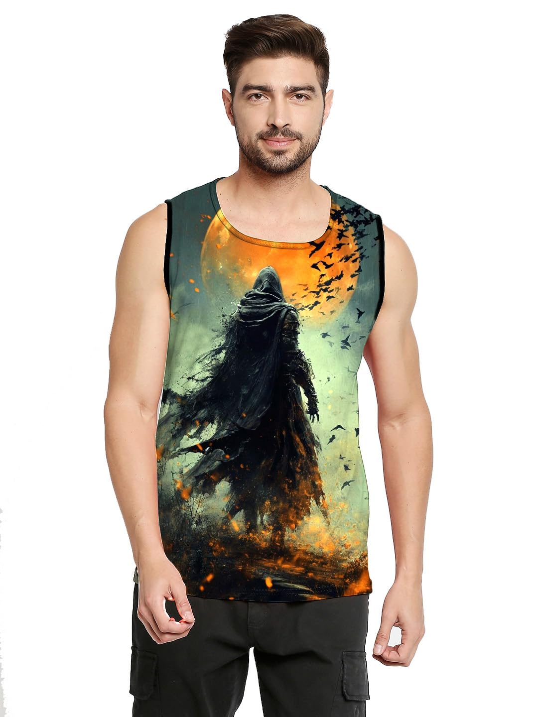 Blacksmith Midnight Slayer Printed Sleeeveless Sando Tank Top Gym & Street Wear For Men Dark Green 44
