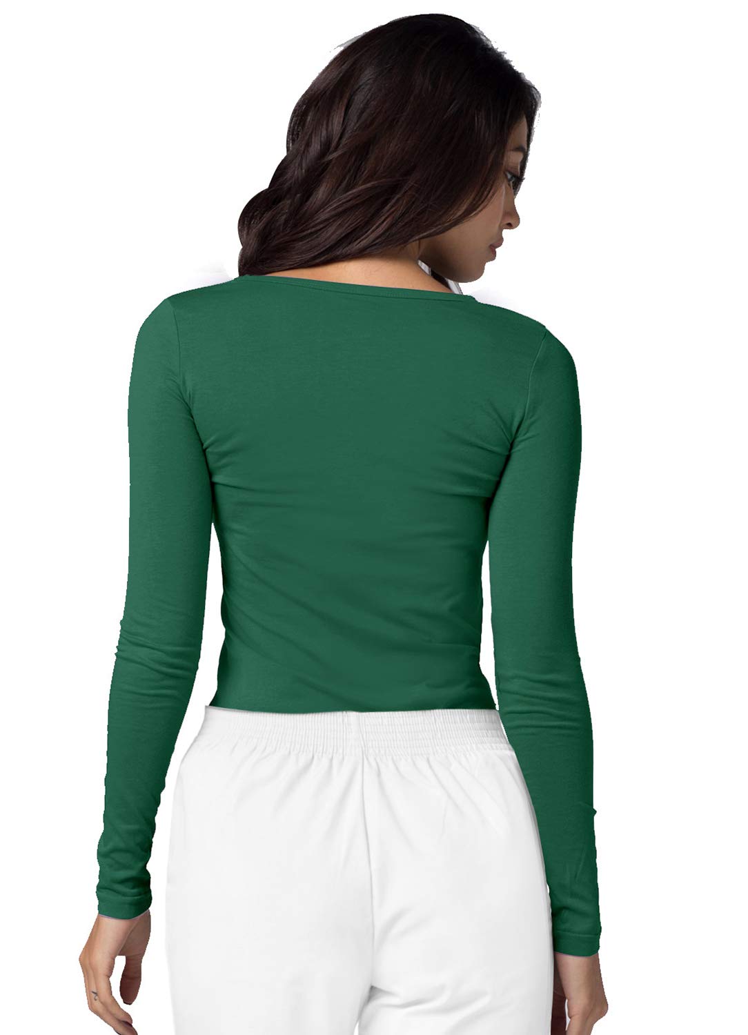 Adar Underscrubs for Women 2 Pack - Long Sleeve Underscrub Comfort Tee - 2902 - Hunter Green - XXS